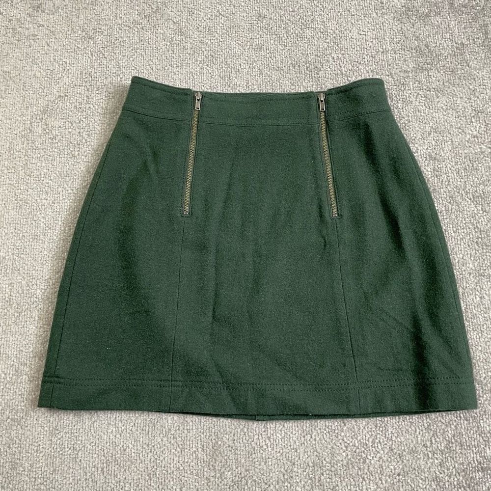 Madewell Forest Green Mini Skirt with Zippers